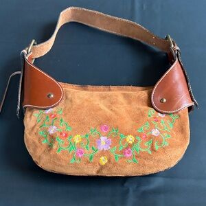 Ozero Suede Embroidered Floral Y2K Bag